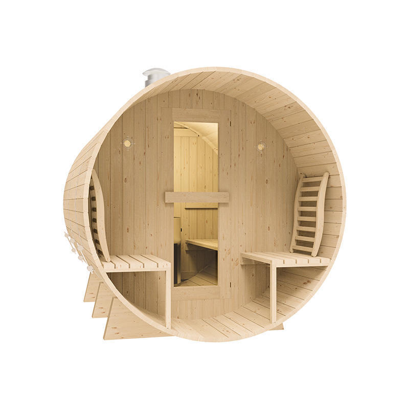 Barrel Sauna Wood Burning Traditional Outdoor Wooden Burning Barrel Sauna Comfortable 6-8 Persons Outdoor Barrel Sauna Room