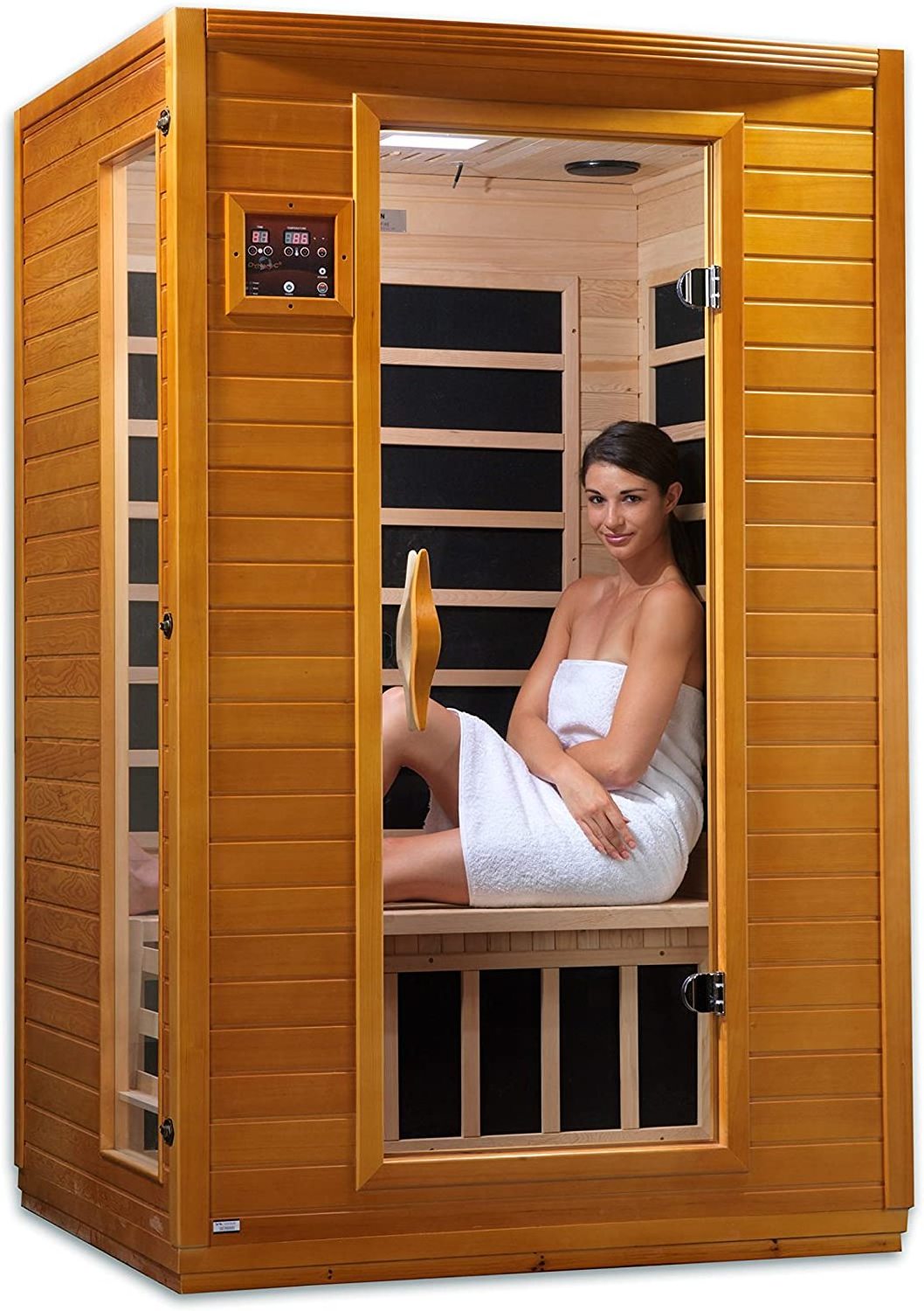 2-3 People Indoor Hammam Saunas Hemlock Low EMF Far Infrared Sauna with 6 Carbon Heaters Chromotherapy Lighting Oxygen Ionizer