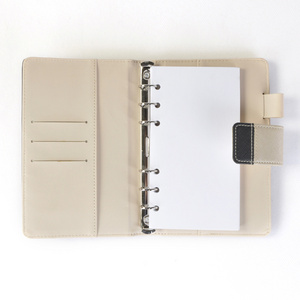 Custom PU Leather Binder Notebook Personal Loose Leaf Planner A6 Budget 6 Ring Binder with Magnetic Buckle Closure