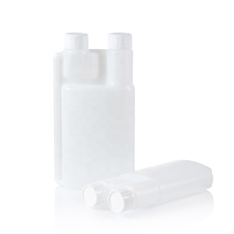 100ml 250ml500ml 1L Double Neck Empty Detergent Bottle HDPE Plastic Fuel Additive Dispensing Twin Neck Bottle With screw lid