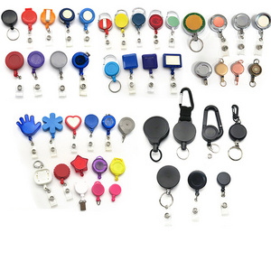 Assorted Colors Custom Packing Plastic Casing Retractable Badge Reels Carabiner Reel Clip On ID holders Keys