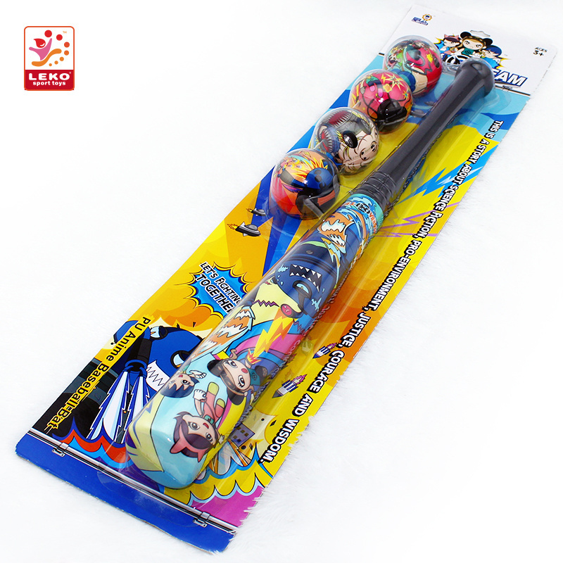 Outdoor sports colorful printing baseball bat toys with PU balls