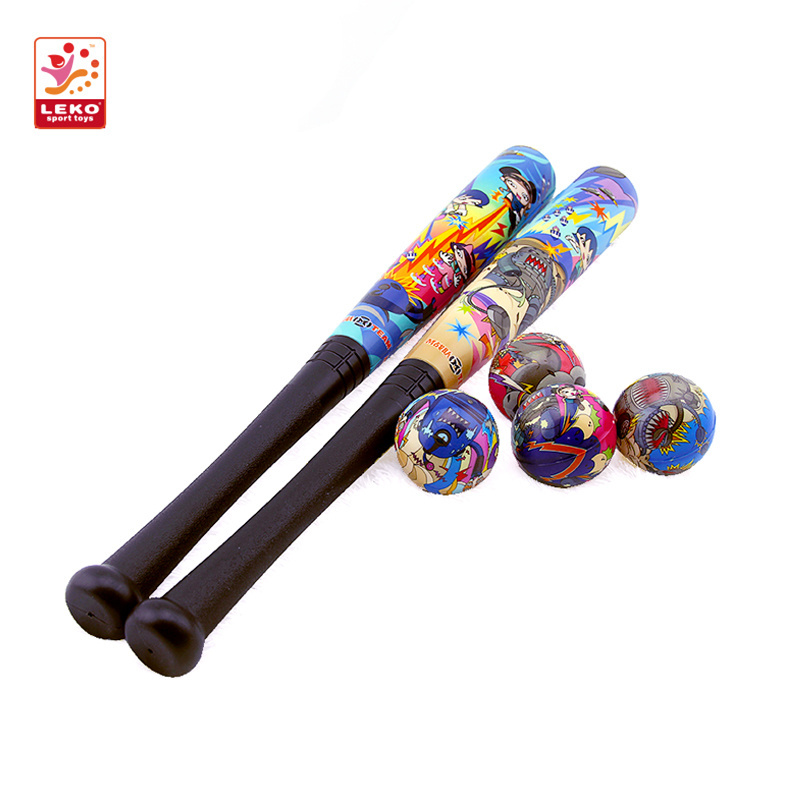 Outdoor sports colorful printing baseball bat toys with PU balls