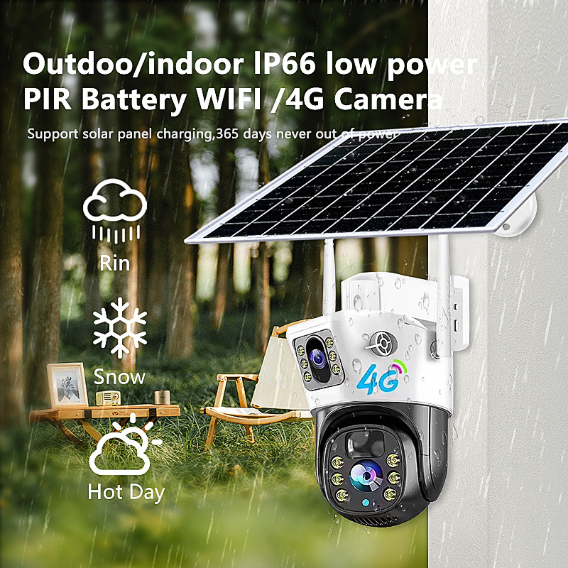 8W Solar Panel 4MP WiFi Solar CCTV PTZ Camera Outdoor V380 2K Wireless Solar Security WiFi Battery Power Network Camera