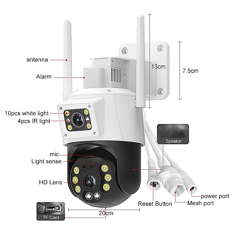 V380Pro Yoosee 4mp Outdoor 4G Dual Lens Ptz wifi IP Camera cctv 4mp Auto Tracking Waterproof Security 4g sim card Network Camera