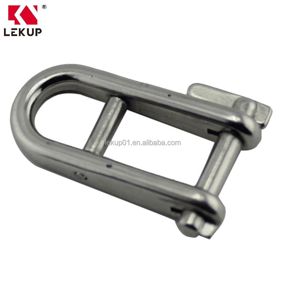 8mm High Polished Stainless Steel AISI304/316 Long D Shackle Key Safety Pin Halyard Shackle with Bar