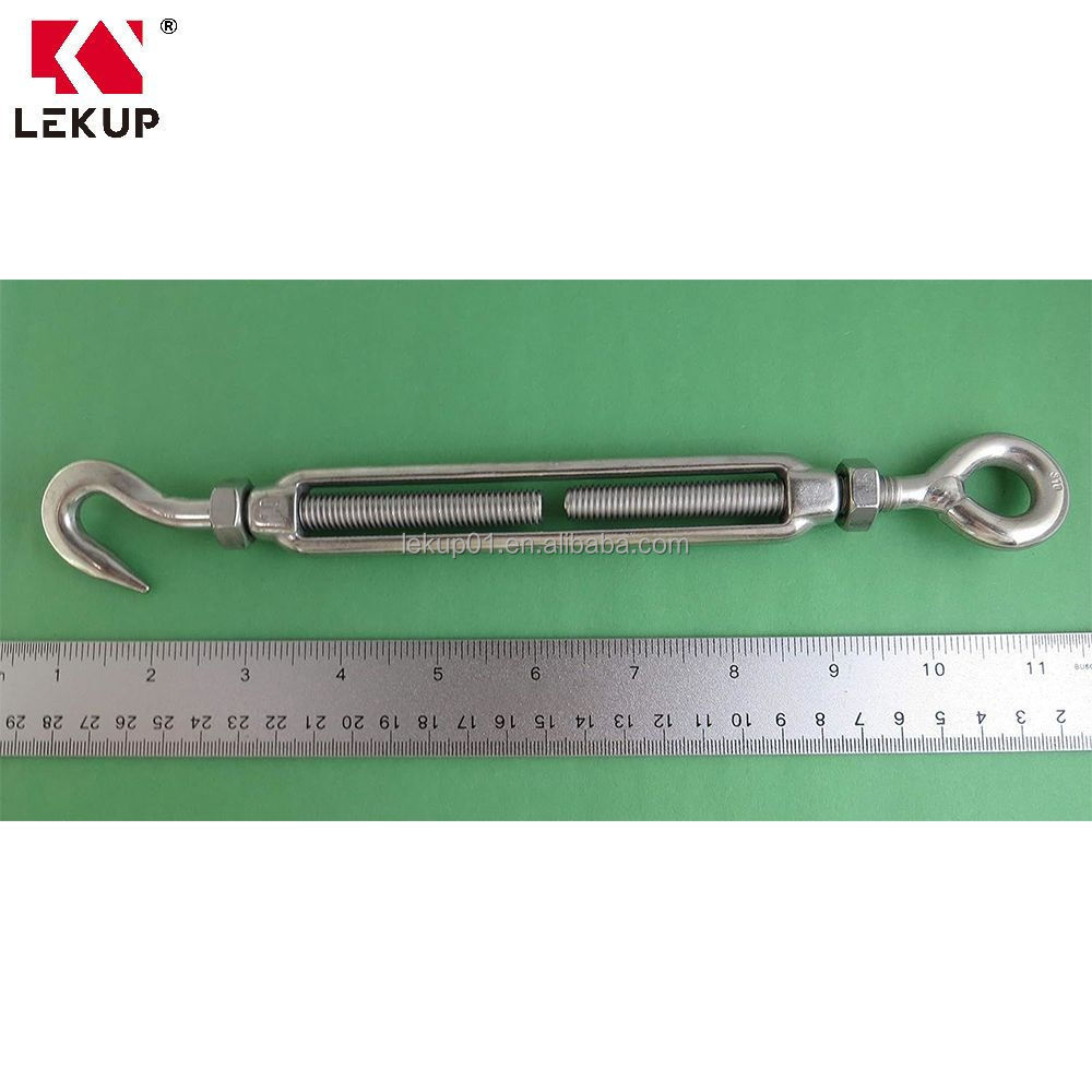 10mm Stainless Steel Cables Wire Turnbuckles Stainless Steel 316 M10 Turnbuckle Hook and Eye for Wire Rope Tension