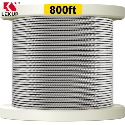 T316 Stainless Steel Cable Railing Kit Braided Steel Cable 1/8" Aircraft Cable 800ft 7x7 Strand Construction Wire Rope