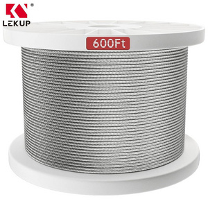 600ft 7x7 T316 Stainless Steel Cable 1/8" Wire Rope for Cable Railing System Decking Aircraft Cable Hardware