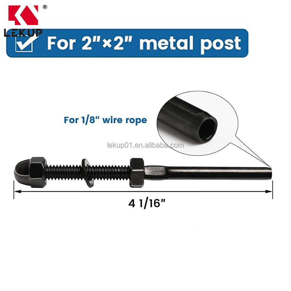 T316 Deck Stair Hardware Terminal Stainless Steel Hand Swage Threaded Stud Tensioner Black Cable Railing Kit for 1/8