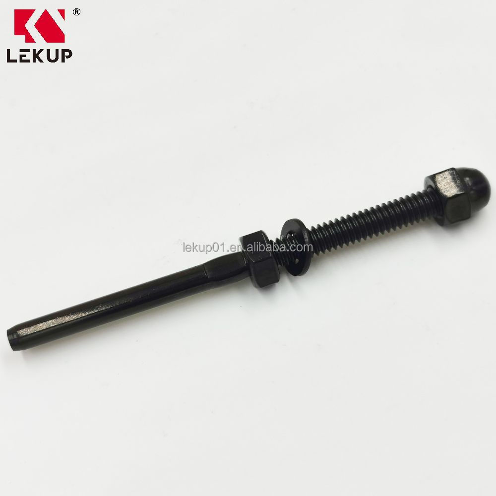 T316 Deck Stair Hardware Terminal Stainless Steel Hand Swage Threaded Stud Tensioner Black Cable Railing Kit for 1/8