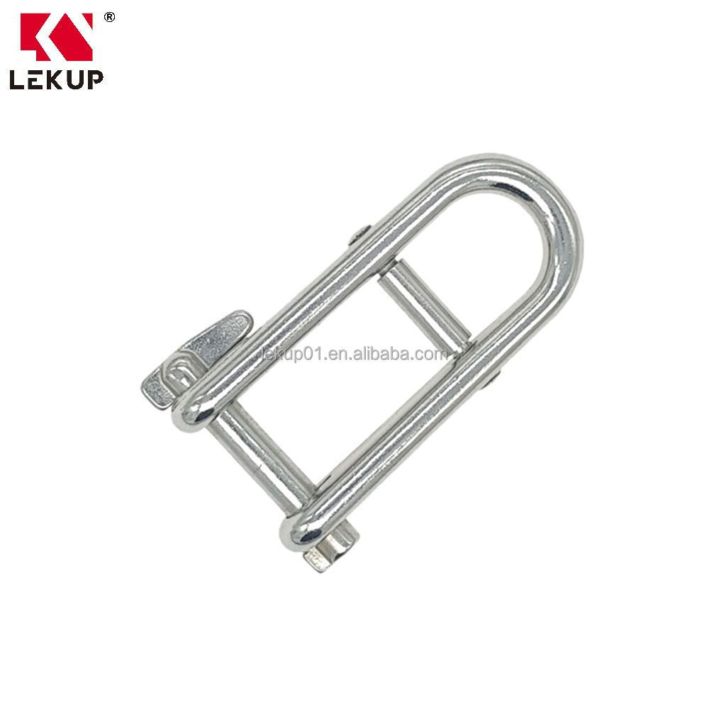 8mm High Polished Stainless Steel AISI304/316 Long D Shackle Key Safety Pin Halyard Shackle with Bar