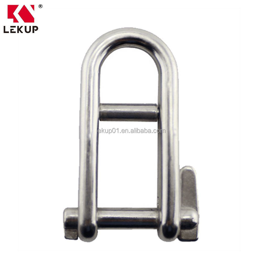 8mm High Polished Stainless Steel AISI304/316 Long D Shackle Key Safety Pin Halyard Shackle with Bar