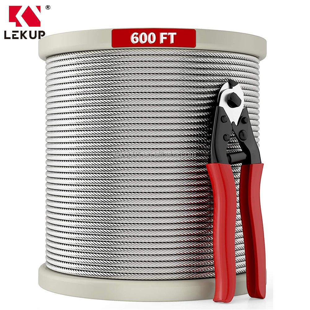 600ft String Lights Hanging Wire 7x7 Galvanized Steel Cable Wire Rope 1/8