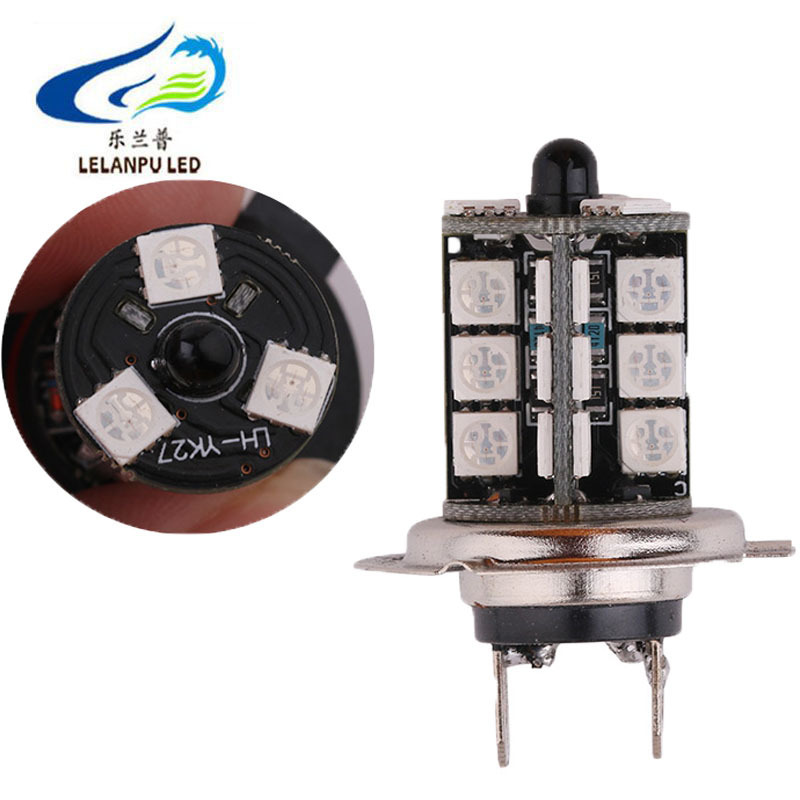 Auto Car Led Fog Light Bulbs 5050 27smd RGB Light Bulb Remote Control H11 H4 H7 880 9005 9006 DRL Headlight Driving Fog Lamp 12V