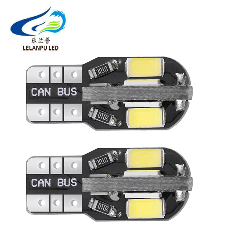 LELANPU T10 Led Car Interior Bulb Canbus Error Free White 5630 5730 8SMD LED 12V Car Side Wedge Light White Lamp Bulb