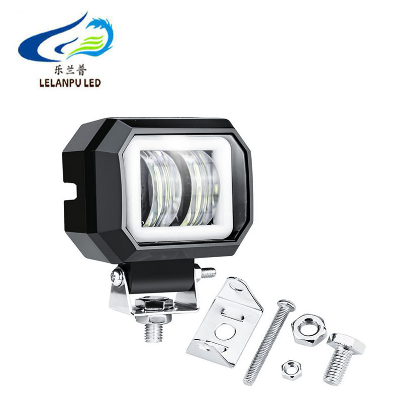 High Power 20W 3inch Square Style Work Light 6500K 12V 24V Driving Fog Light With Angel Eyes For Jeep SUV Offroad