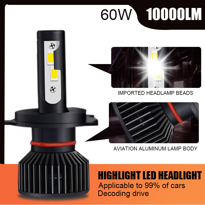 98% Canbus New Types 3570 Chip NX7 Led Headlight 6000K 60W 10000LM H11 H7 H8 H4 9012 High Low Beam Waterproof Headlamp