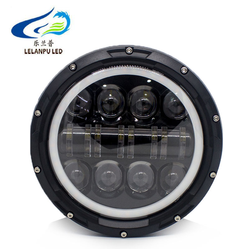 Car Parts White Motorcycle Led Headlight 7Inch Led Round Headlamp For Jeeps Light 80W Car Fog Lights Accessories H4 Led