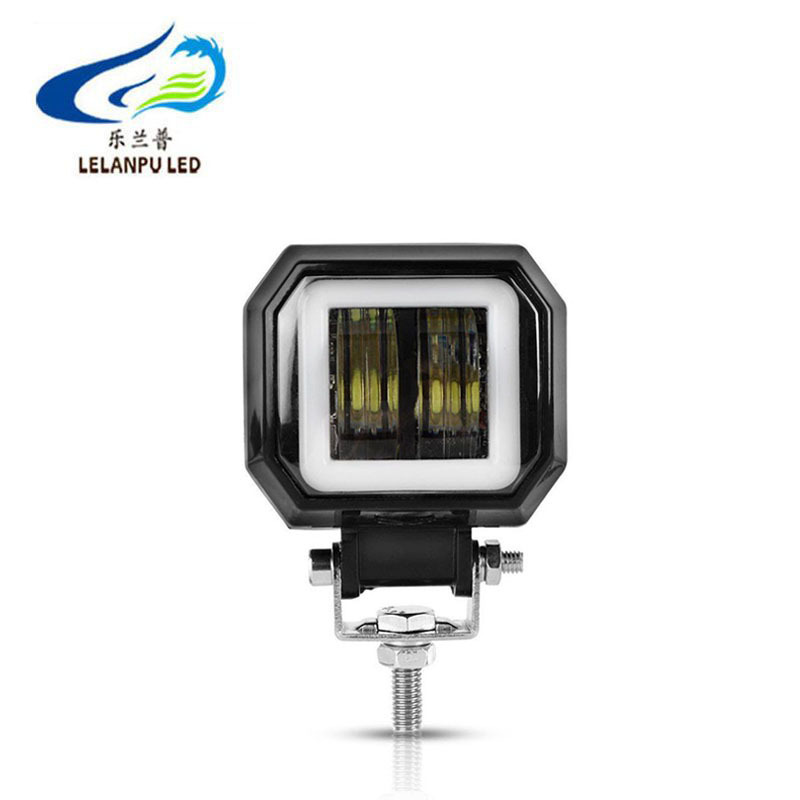 High Power 20W 3inch Square Style Work Light 6500K 12V 24V Driving Fog Light With Angel Eyes For Jeep SUV Offroad