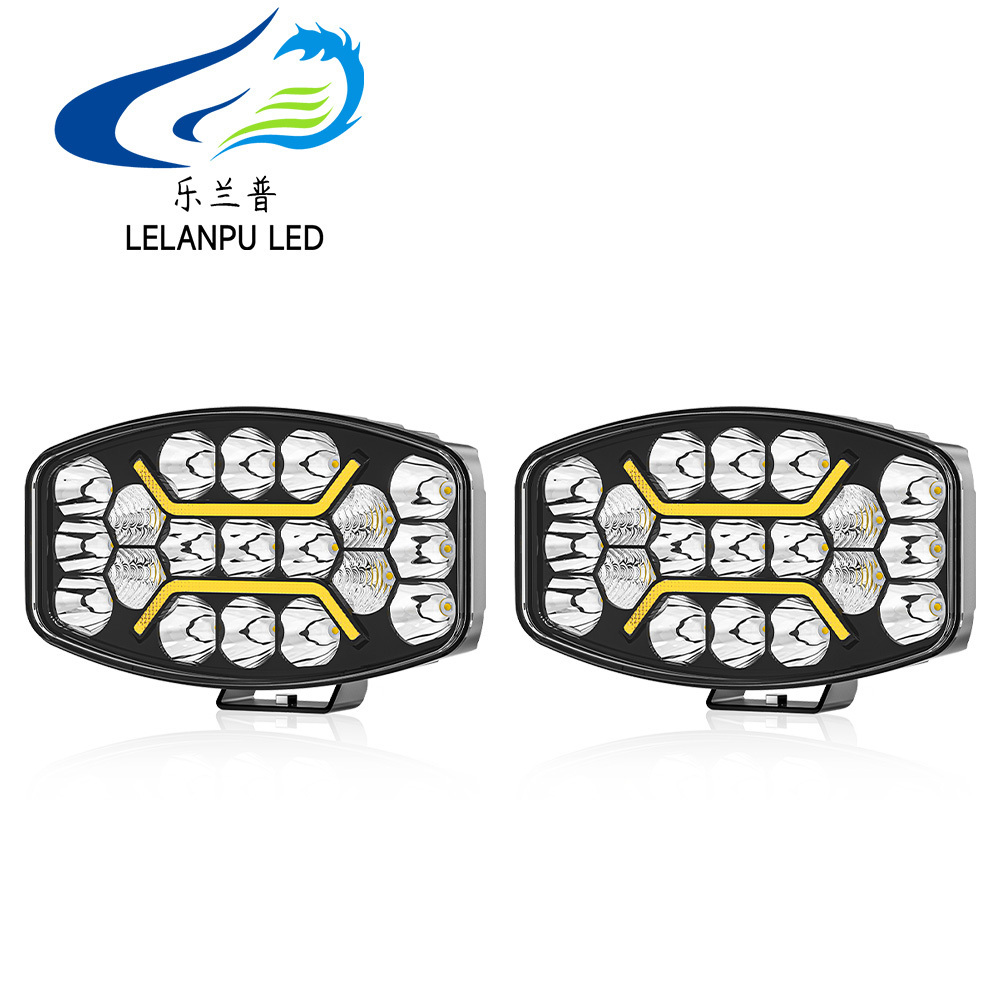 Lelanpu brand new 3D led motorcycle lamp 10inch oval work light led laser Spotlights 60w Waterproof off-road for ATV SUVS Truck