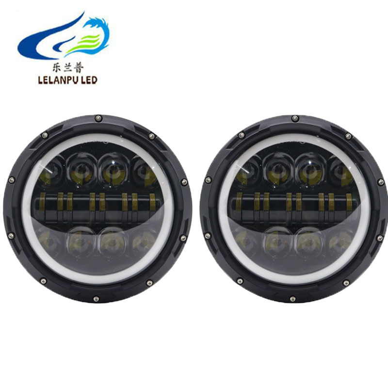 Car Parts White Motorcycle Led Headlight 7Inch Led Round Headlamp For Jeeps Light 80W Car Fog Lights Accessories H4 Led