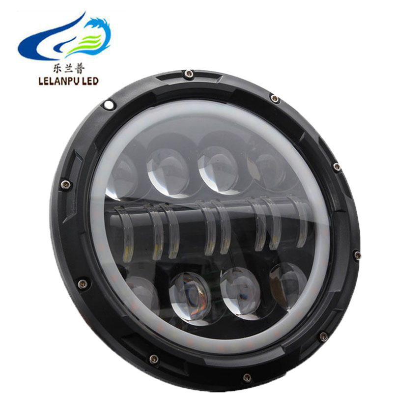 Car Parts White Motorcycle Led Headlight 7Inch Led Round Headlamp For Jeeps Light 80W Car Fog Lights Accessories H4 Led