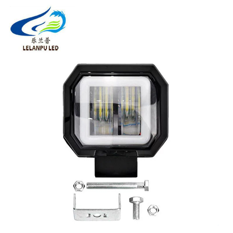 High Power 20W 3inch Square Style Work Light 6500K 12V 24V Driving Fog Light With Angel Eyes For Jeep SUV Offroad