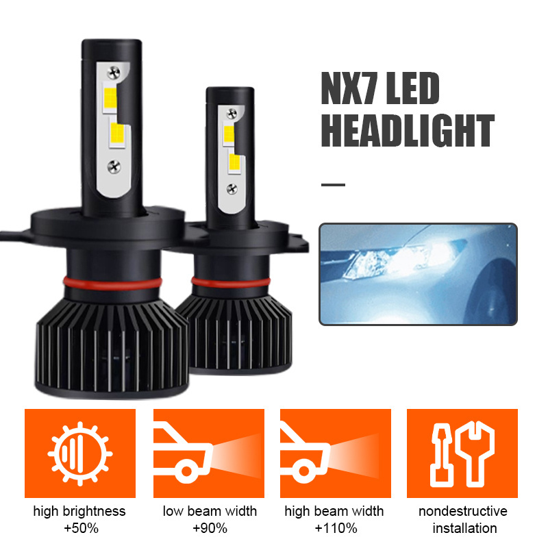 98% Canbus New Types 3570 Chip NX7 Led Headlight 6000K 60W 10000LM H11 H7 H8 H4 9012 High Low Beam Waterproof Headlamp