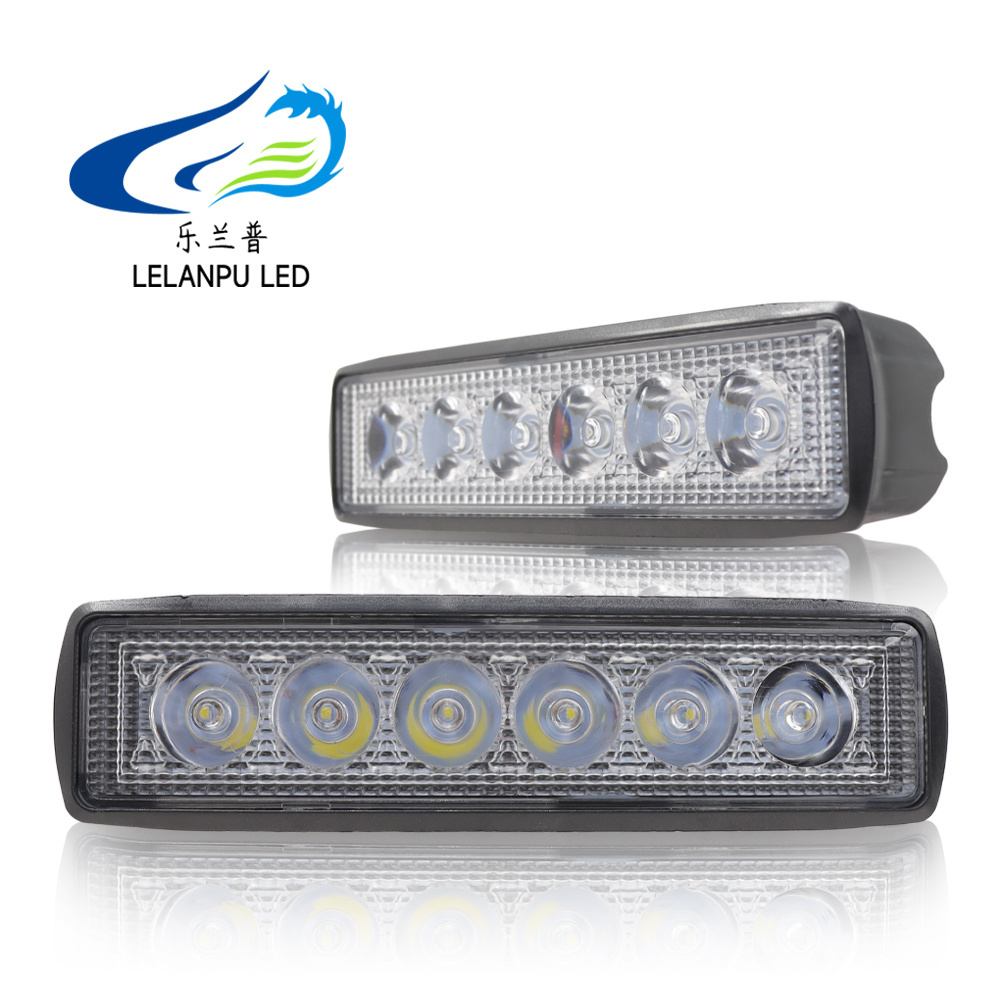 Lelanpu high power car accessories 6 LED Light Bar DRL 12v waterproof Driving 18w led work light For Jeep Offroad ATV SUV