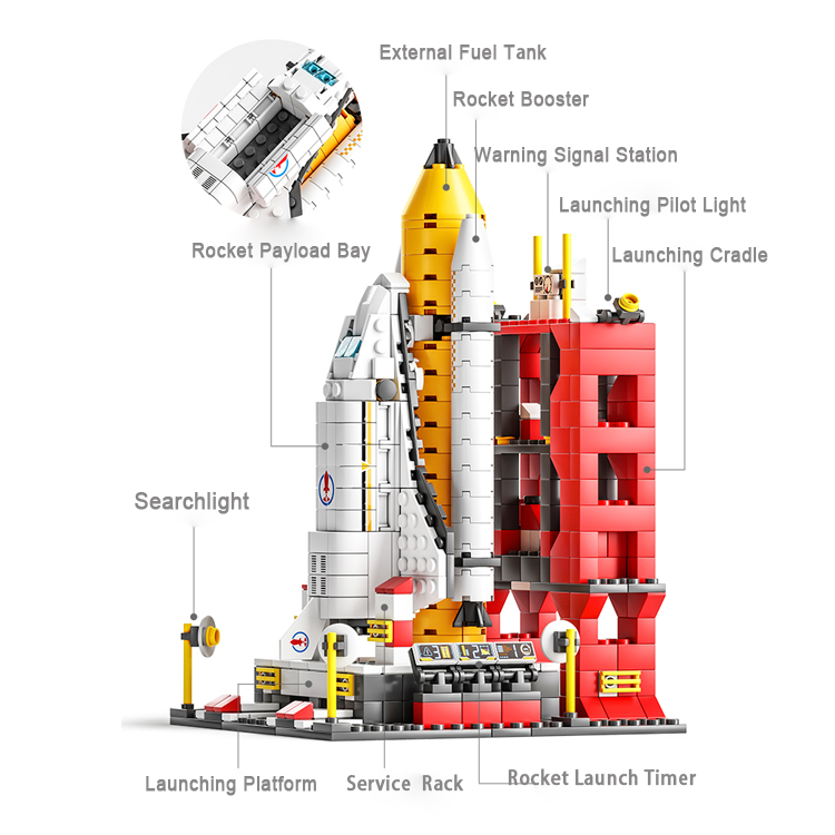 LELE BROTHER 1000PCS  Aerospace Shuttle Construction DIY Toy Space Exploration Rocket Building Blocks