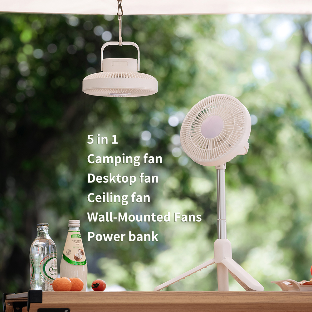 New arrivals 2023 desktop fan portable rechargeable usb tripod fan with remote control mini ceiling outdoor camping fans