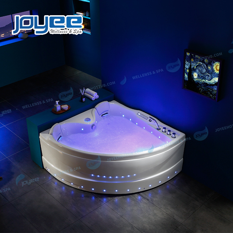 JOYEE NEW acrylic fiberglass standard small corner whirlpool massage bathtub size for adult indoor bathroom soaking tub