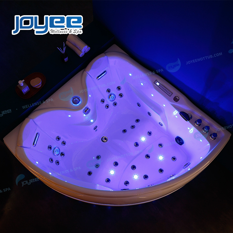 JOYEE NEW acrylic fiberglass standard small corner whirlpool massage bathtub size for adult indoor bathroom soaking tub