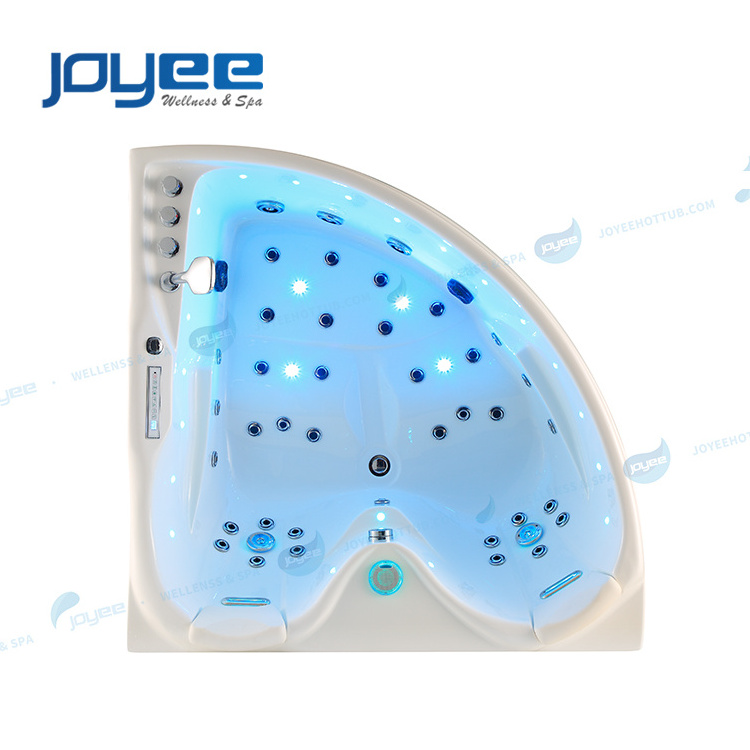 JOYEE NEW acrylic fiberglass standard small corner whirlpool massage bathtub size for adult indoor bathroom soaking tub