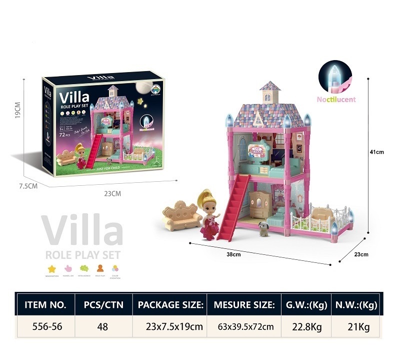 Top Sale High Quality Kids Classic 2 Floors Villa Diy Dollhouse, Mini Doll House, Diy Miniature Doll House Kits For Adults