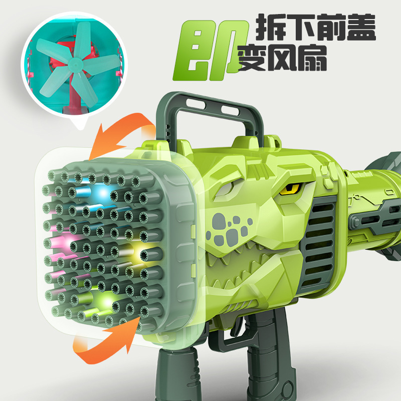 Wholesale Kids 64 Holes Dino Rocket Boom Soap Launcher Gun Automatic Bubble Machine Gun, Bubble Bazooka, Dinosaur Bubble Gun