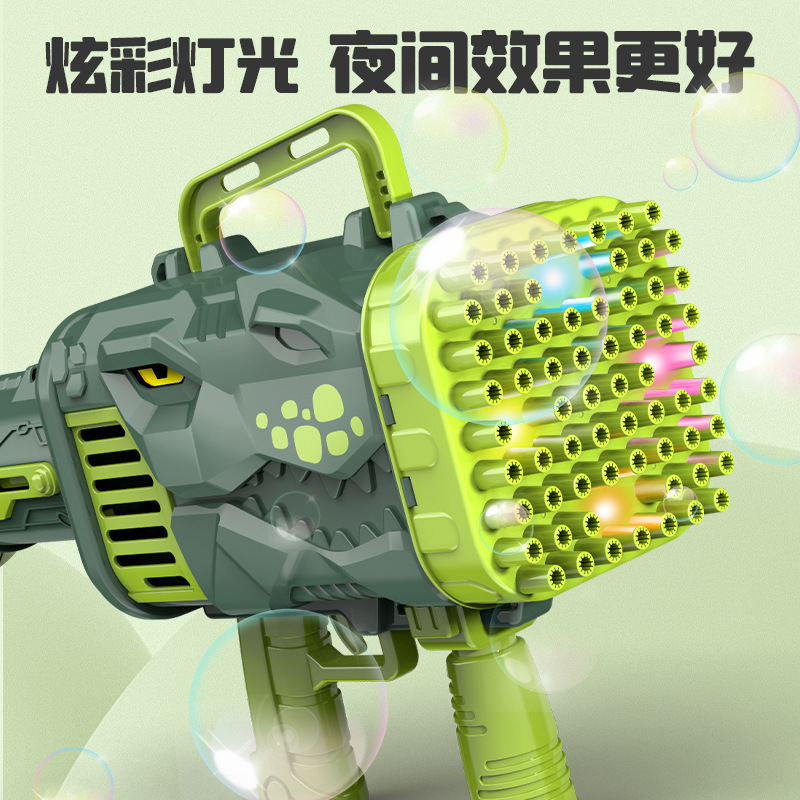 Wholesale Kids 64 Holes Dino Rocket Boom Soap Launcher Gun Automatic Bubble Machine Gun, Bubble Bazooka, Dinosaur Bubble Gun