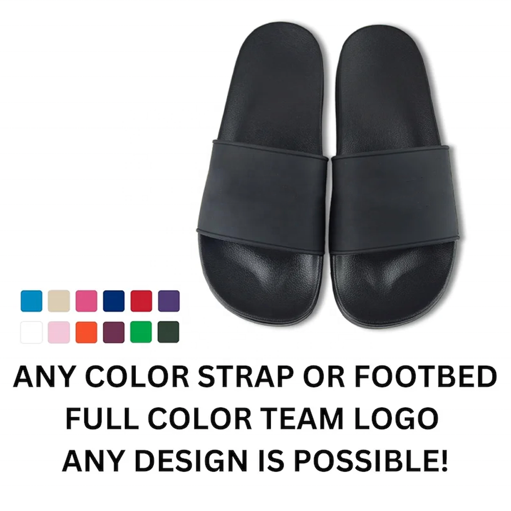 OEM Custom Logo Slide Sandal Black PVC Footwear with Custom Slippers for Men Blank Plain Slide for Summer and Spring