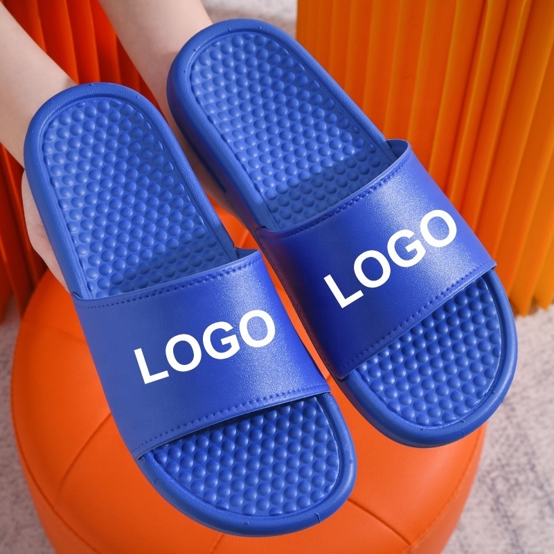 Popular Style Custom Color Massage Sole Sandals Men Flat Printing Logo Slides Gym Sports Shower Flip Flops Slippers