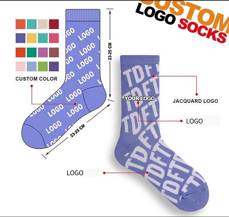 Wholesale custom logo cotton socks new fashion solid color round socks for men and women