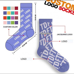 Wholesale custom logo cotton socks new fashion solid color round socks for men and women