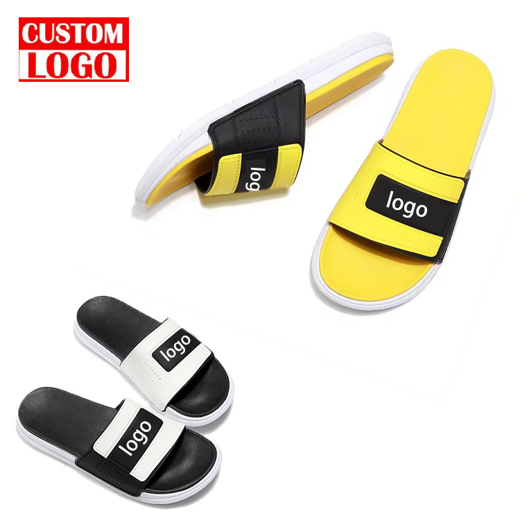 Custom Logo Slide Sandal with EVA/PU/PVC Insole Men's Blank Plain Slippers Custom Slides Footwear Customizable Insole Material