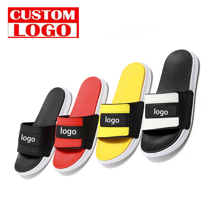 Custom Logo Slide Sandal with EVA/PU/PVC Insole Men's Blank Plain Slippers Custom Slides Footwear Customizable Insole Material