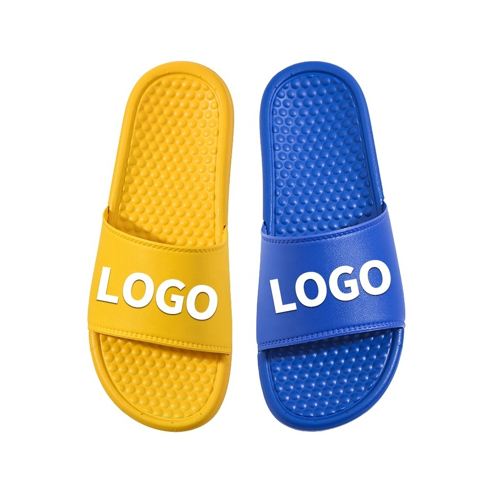 Designer Beach Printed Custom Slides 3D Logo Print Massage Slipper Flat Bottom Slides