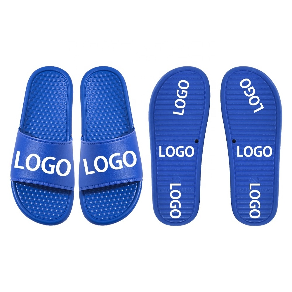 Designer Beach Printed Custom Slides 3D Logo Print Massage Slipper Flat Bottom Slides