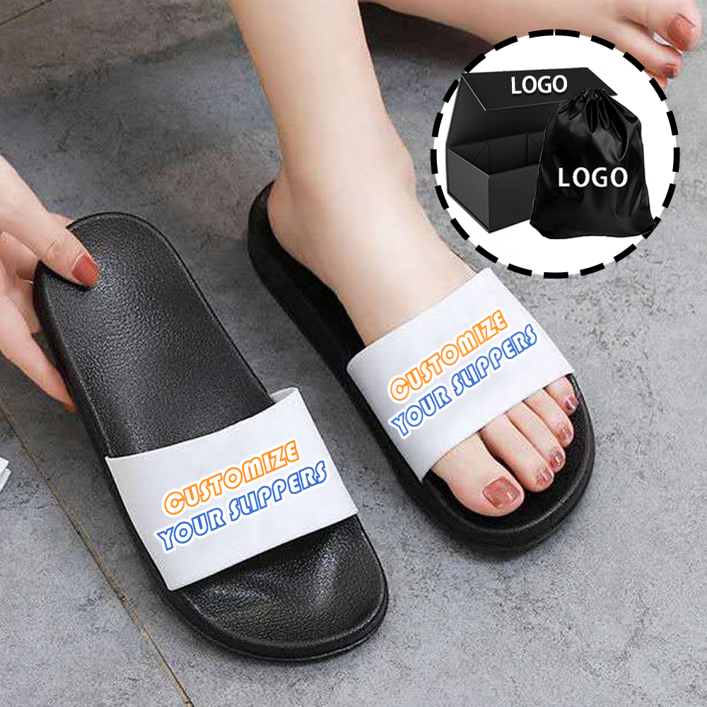 OEM Custom Logo Slide Sandal Black PVC Footwear with Custom Slippers for Men Blank Plain Slide for Summer and Spring