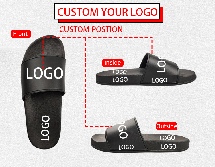 Custom Summer Slides Print Logo Sandals Sublimation Printed Custom Blank Slide Sandals For Mens