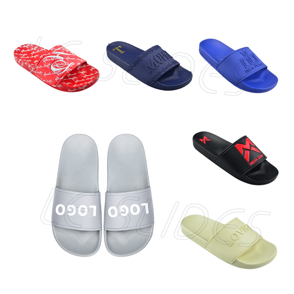 Custom Summer Slides Print Logo Sandals Sublimation Printed Custom Blank Slide Sandals For Mens