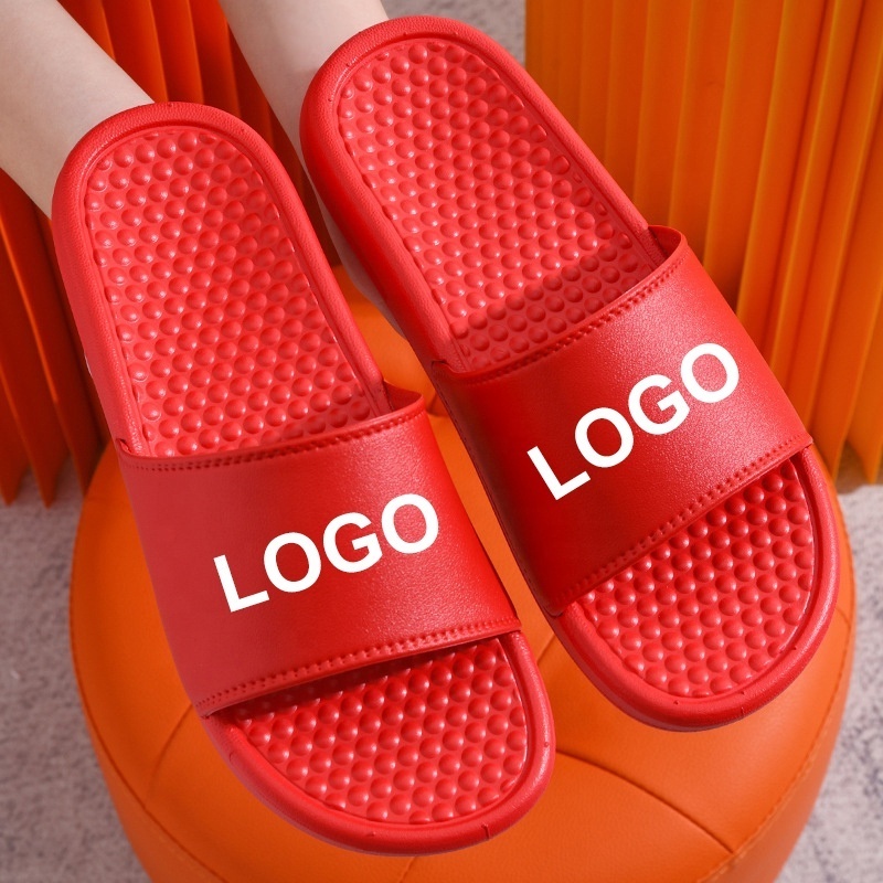 Popular Style Custom Color Massage Sole Sandals Men Flat Printing Logo Slides Gym Sports Shower Flip Flops Slippers